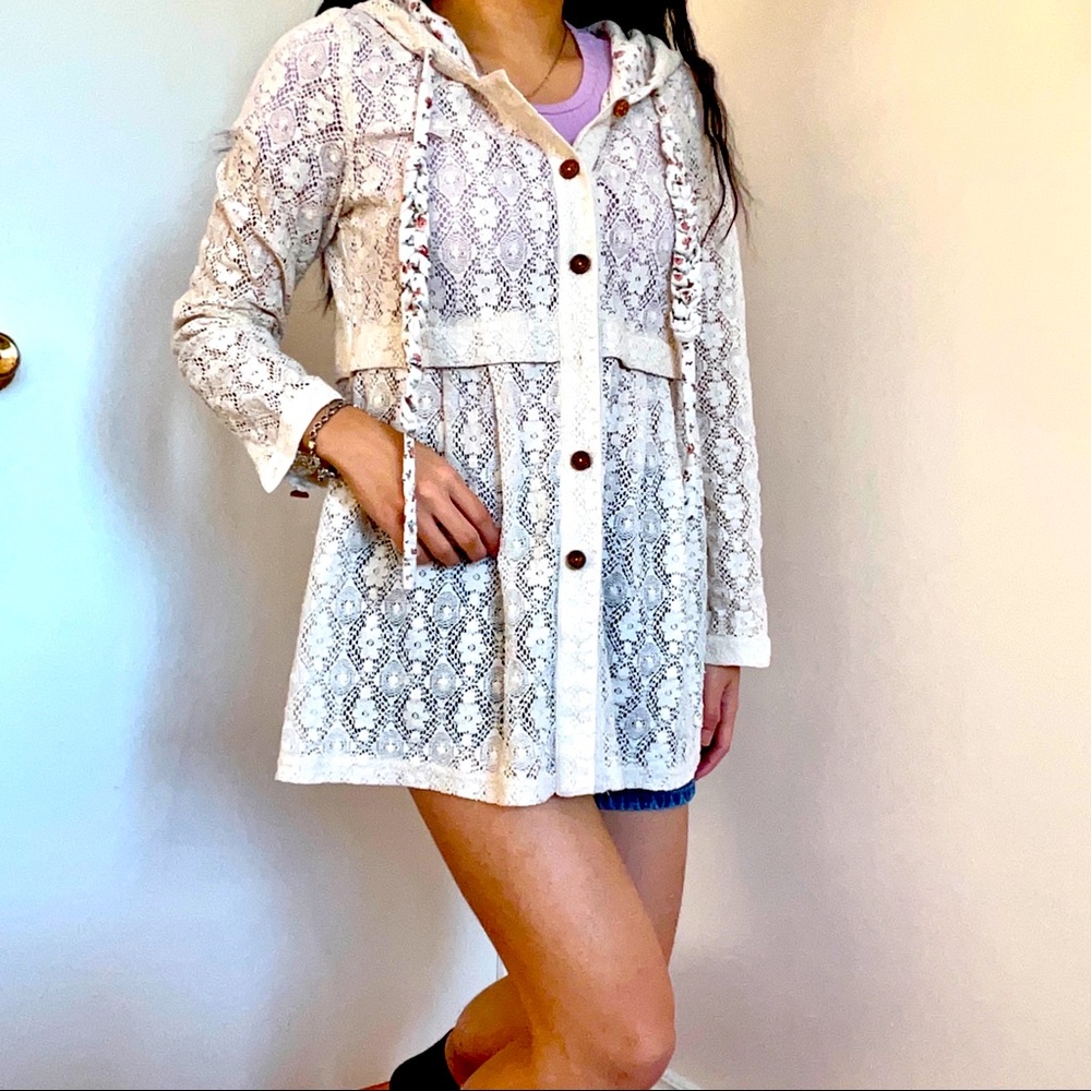 Vintage Lace Cardigan with Hood